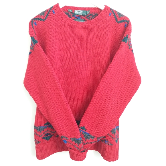 Vintage Polo by Ralph Lauren Red Wool Boys Sweater - Picture 4 of 12